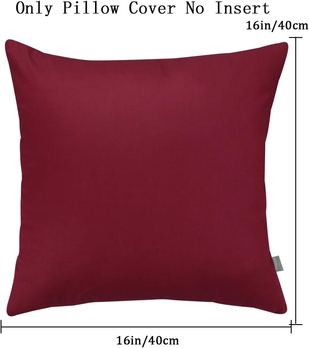 4-Pack 100% Cotton Comfortable Solid Decorative Throw Pillow Case Square Cushion Cover Pillowcase Sublimation Blank Pillow Covers(Cover Only,No Insert)(16x16 inch/ 40x40cm, Wine red)