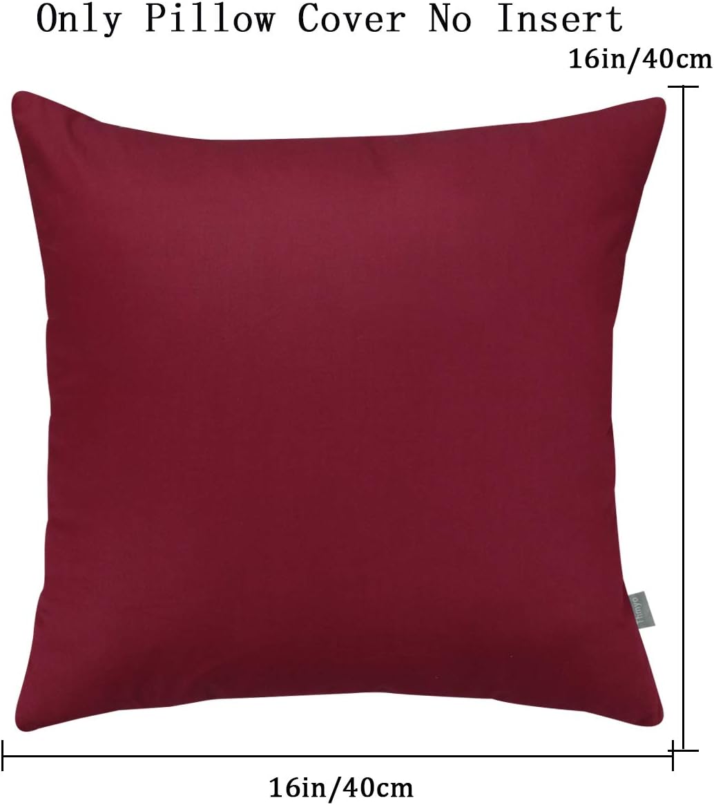 4-Pack 100% Cotton Comfortable Solid Decorative Throw Pillow Case Square Cushion Cover Pillowcase Sublimation Blank Pillow Covers(Cover Only,No Insert)(16x16 inch/ 40x40cm, Wine red)