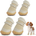 Dog Shoes for Small Dogs, Breathable Dog Boots Paw Protector for Hot Pavement Winter Snow, Dog Booties with Rugged Anti-Slip Sole for Hardwood Floors Outdoor Walking Light Khaki Size 3