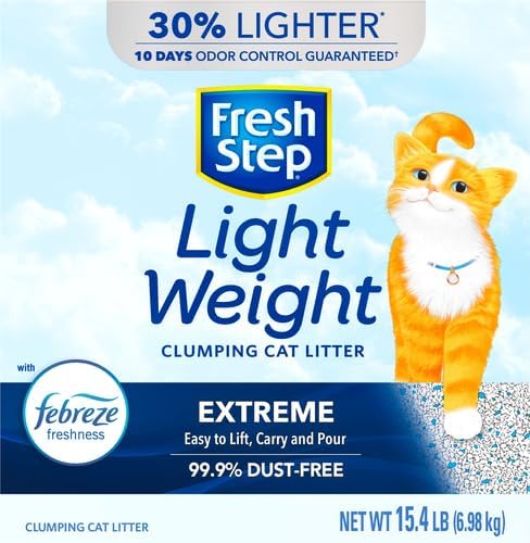 Fresh Step Clumping Cat Litter, Lightweight, Extreme, Long Lasting Odor Control Kitty Litter with Activated Charcoal, Low Dust Formula, 15.4 lb (Pack of 2)