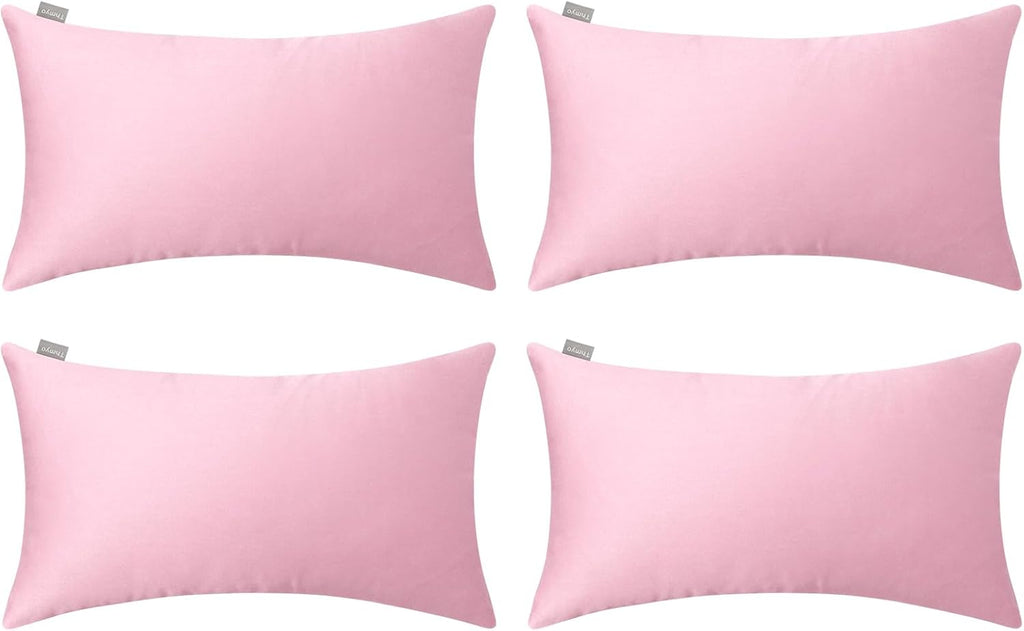 4-Pack 100% Cotton Lumbar Comfortable Solid Decorative Throw Pillow Case,Thmyo Rectangle Cushion Cover Pillowcase Sublimation Blank Pillow Covers DIY Throw Pillowcase(12x20inch/30x50cm, Pink)