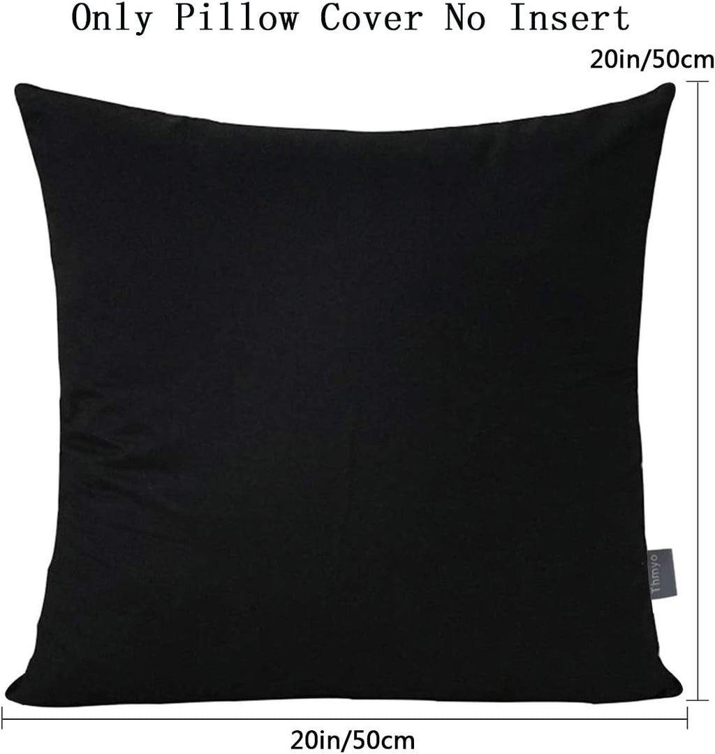 Thmyo 4-Pack 100% Cotton Comfortable Solid Decorative Throw Pillow Case Square Cushion Cover Pillowcase Sublimation Blank Pillow Covers Christmas DIY Throw Pillowcase for Sofa(20x20inch/50x50cm,Black)