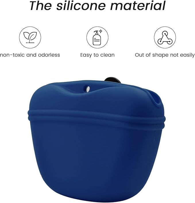 AUDWUD Silicone Dog Treat Pouch,Clip on Portable Training Container,Convenient Magnetic Buckle Closing and Waist Clip,No BPA