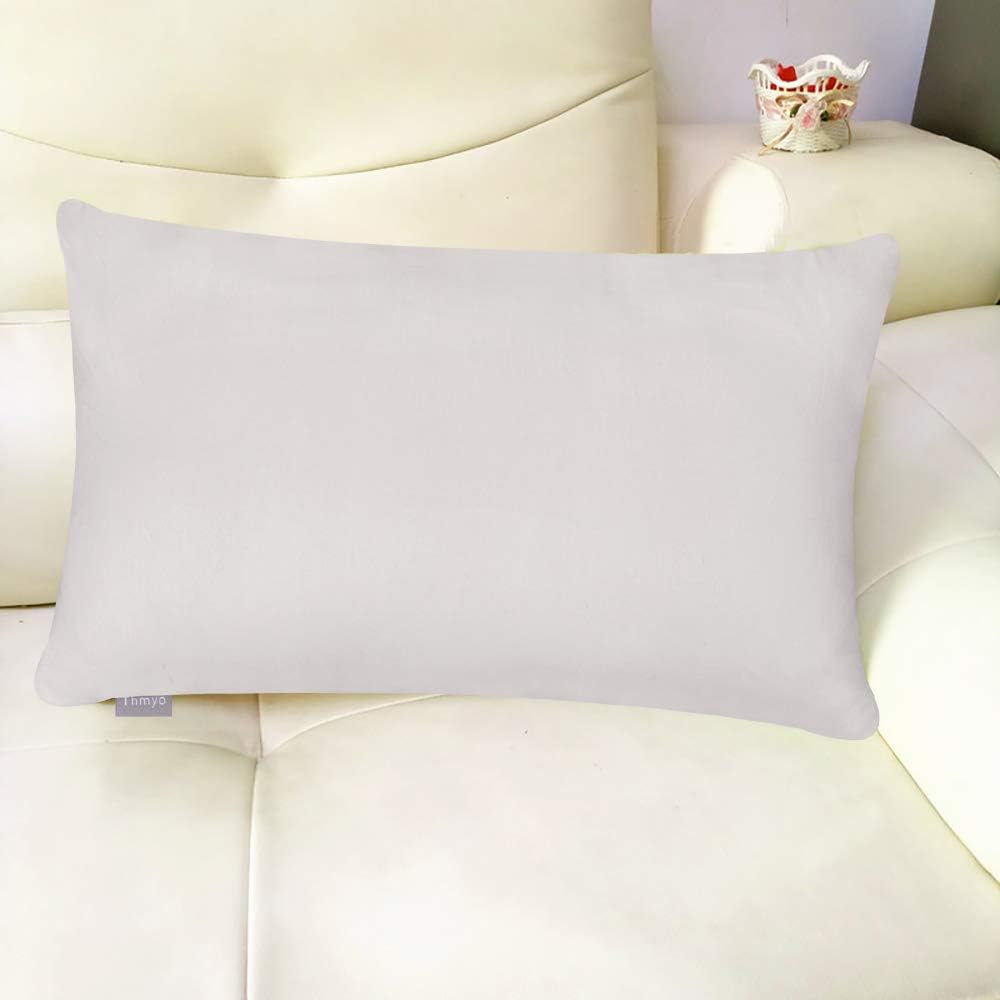 Thmyo 4-Pack 100% Cotton Lumbar Comfortable Solid Decorative Throw Pillow Case Rectangle Cushion Cover Sublimation Blank Pillow Covers DIY Throw Pillowcase(12x20inch/30x50cm,Light Silver Grey)