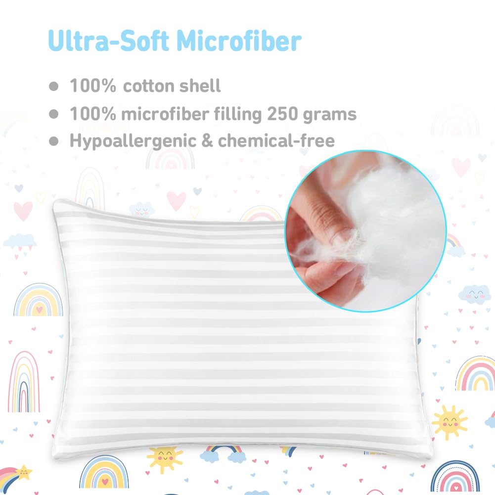 Toddler Pillow,13X18 Toddler Pillows for Sleeping, Machine Washable Kids Pillow with Pillowcase, Perfect for Travel, Toddlers Cot (Sunshine Rainbow)