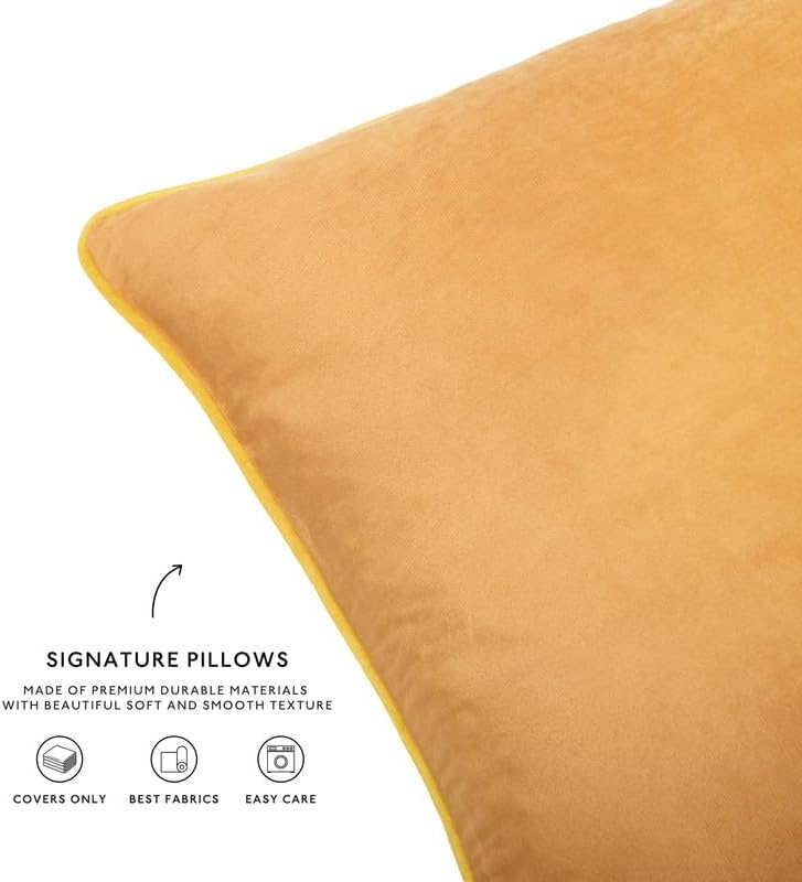 MONDAY MOOSE Decorative Throw Pillow Covers Cushion Cases, Set of 4 Soft Velvet Modern Double-Sided Designs, Mix and Match for Home Decor, Pillow Inserts Not Included (22x22 inch, Yellow/Pink)