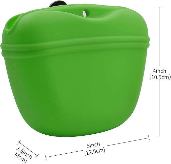 AUDWUD - Silicone Dog Treat Pouch - Clip on Portable Training Container - Convenient Magnetic Buckle Closing and Waist Clip - No BPA