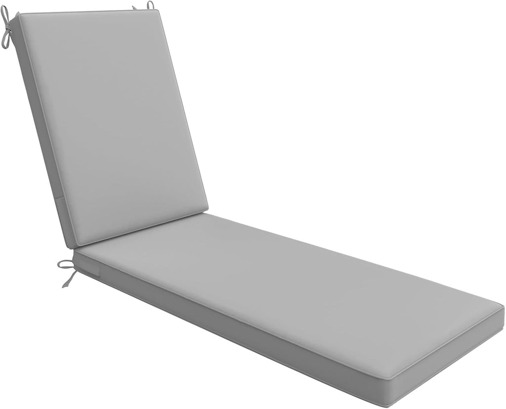 AAAAAcessories Outdoor Chaise Lounge Cushions, Waterproof, Fade-Resistant Patio Furniture Replacement Cushions, 74" x 23" x 3", Gray