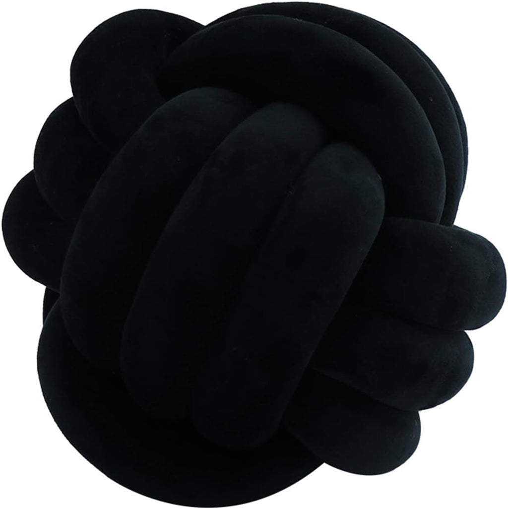 Round Throw Pillow, Soft Handmade Knot Ball Pillows, Home Decoration Pillow, Knotted Plush Toys Throw Pillow (10.6 inches, Black)