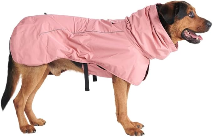 Spark Paws Dog Raincoat, Waterproof Windproof Rain Jacket, for Small Medium Large Extra Large Dogs, Reflective Breathable Full-Body Coverage Dry Suit - Sea Pink, 4XL