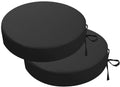 idee-home Outdoor Bistro Chair Cushions, 15”x15”x 3” Thick Outdoor Round Seat Cushions Set of 2 with Ties, Waterproof Round Patio Furniture for Garden