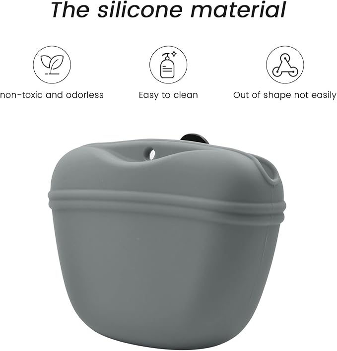 AUDWUD Silicone Dog Treat Pouch,with Dog Training Clicker,Clip on Portable Training Container,Convenient Magnetic Buckle Closing and Waist Clip