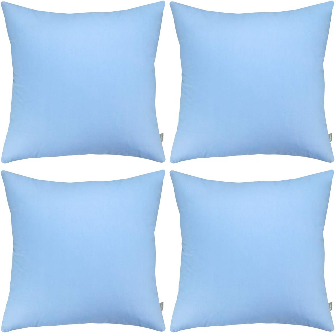 Thmyo 4-Pack 100% Cotton Comfortable Solid Decorative Throw Pillow Case, Square Cushion Cover Pillowcase Sublimation Blank Pillow Covers DIY Throw Pillowcase for Sofa(16x16 inch/ 40x40cm,Sky Blue)
