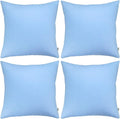 Thmyo 4-Pack 100% Cotton Comfortable Solid Decorative Throw Pillow Case, Square Cushion Cover Pillowcase Sublimation Blank Pillow Covers DIY Throw Pillowcase for Couch(18x18 inch/ 45x45cm,Sky Blue)