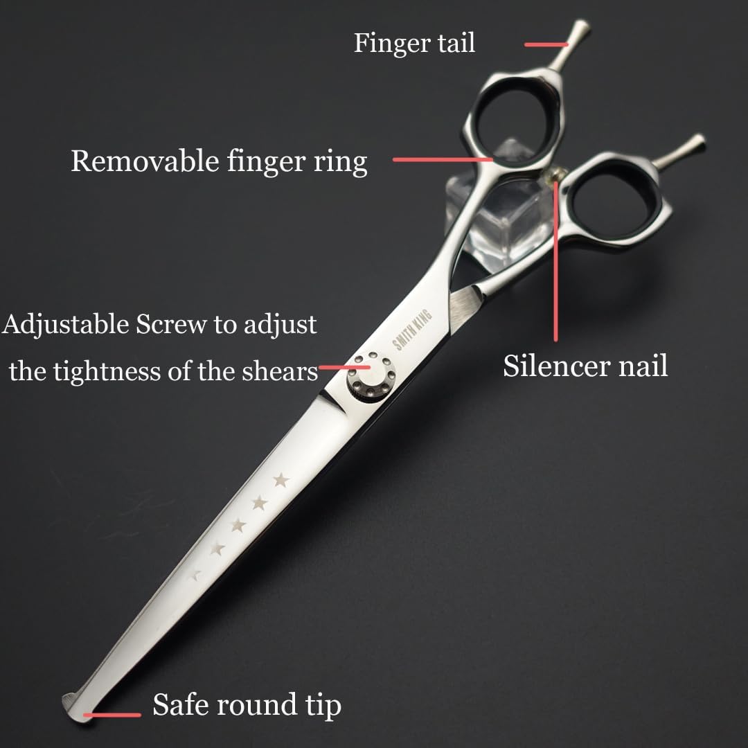 7 inches Safe Dog Grooming Scissors Set with Round Tip,Straight & Thinning & Curved Shears Set with comb for Dog & Cat Grooming &human hair cutting (Green 4 in 1 with comb)