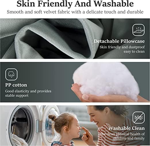 Wedge Headboard Pillow Dorm Room Reading Pillow Back Support for Sitting Up in Bed Bolster Lumbar Cushion Body Positioning Bedrest Gifts for Mom Velvet 76in Light Gray King