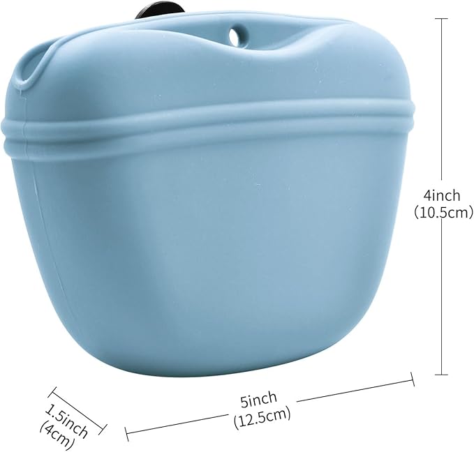 AUDWUD Silicone Dog Treat Pouch,With Dog Training Clicker,Clip on Portable Training Container,Convenient Magnetic Buckle Closing and Waist Clip