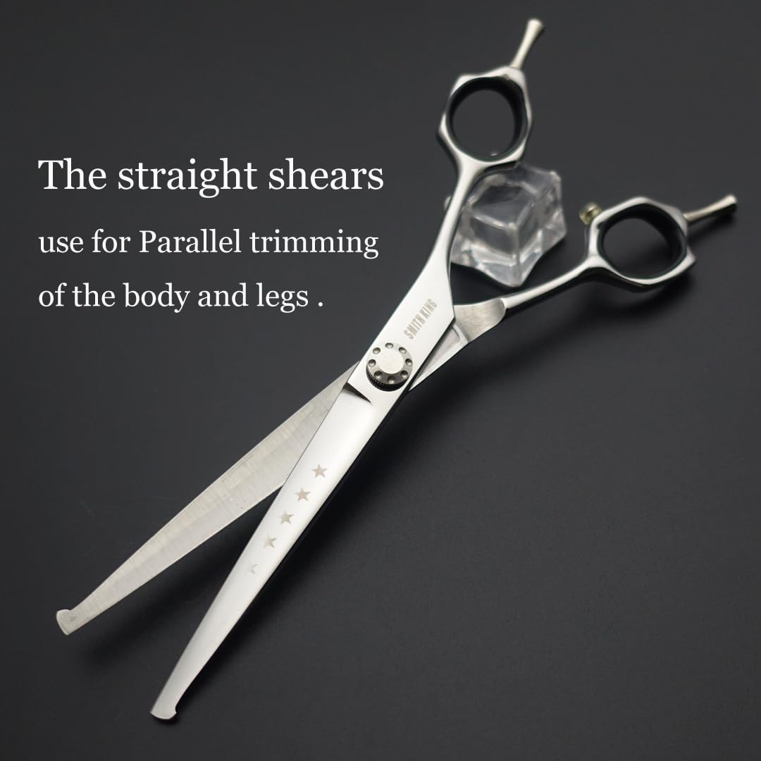 7 inches Safe Dog Grooming Scissors Set with Round Tip,Straight & Thinning & Curved Shears Set with comb for Dog & Cat Grooming (Black 3 in 1 with comb)