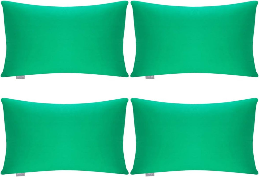 4-Pack 100% Cotton Lumbar Comfortable Solid Decorative Throw Pillow Case,Thmyo Rectangle Cushion Cover Pillowcase Sublimation Blank Pillow Covers DIY Throw Pillowcase(12x20inch/30x50cm, Bright Green)