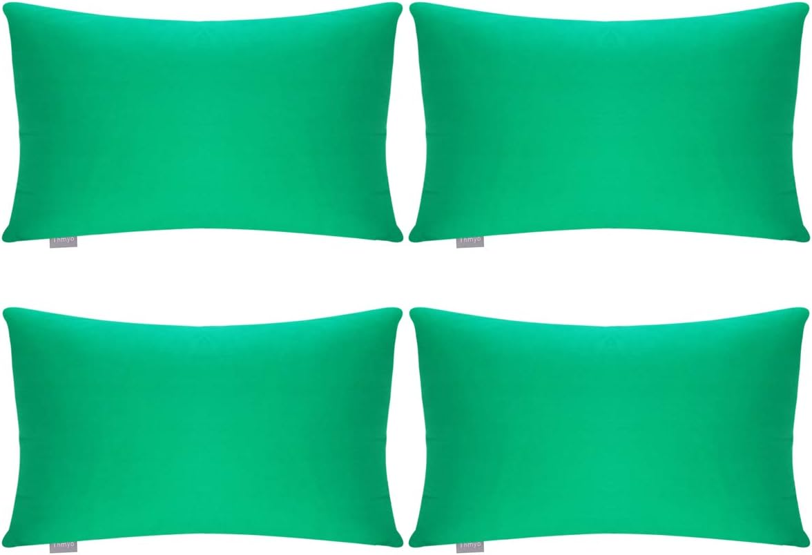 4-Pack 100% Cotton Lumbar Comfortable Solid Decorative Throw Pillow Case,Thmyo Rectangle Cushion Cover Pillowcase Sublimation Blank Pillow Covers DIY Throw Pillowcase(12x20inch/30x50cm, Bright Green)