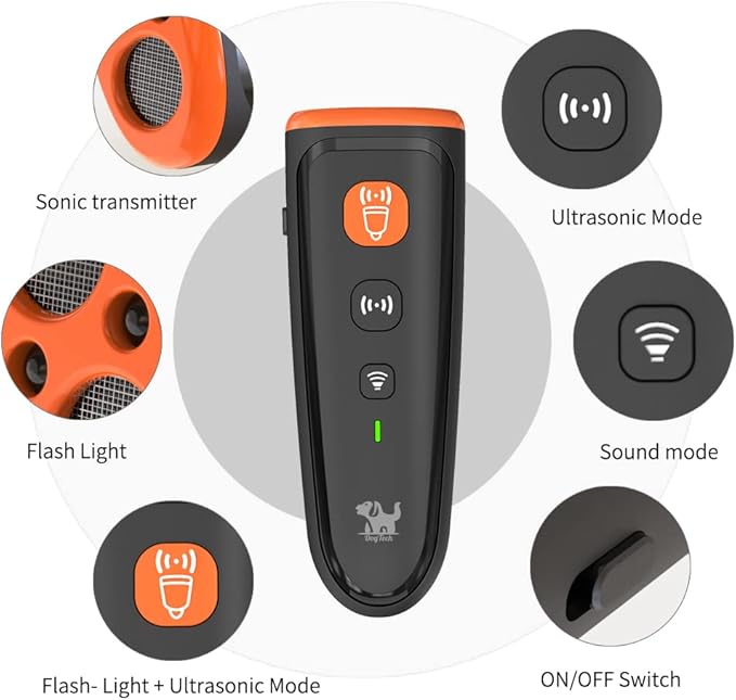 JVSO Rechargeable Ultrasonic Anti-Barking Device | Safe Dog Training Tool | Stop Barking Up to 16.7 ft | Effective for All Dog Breeds and Sizes