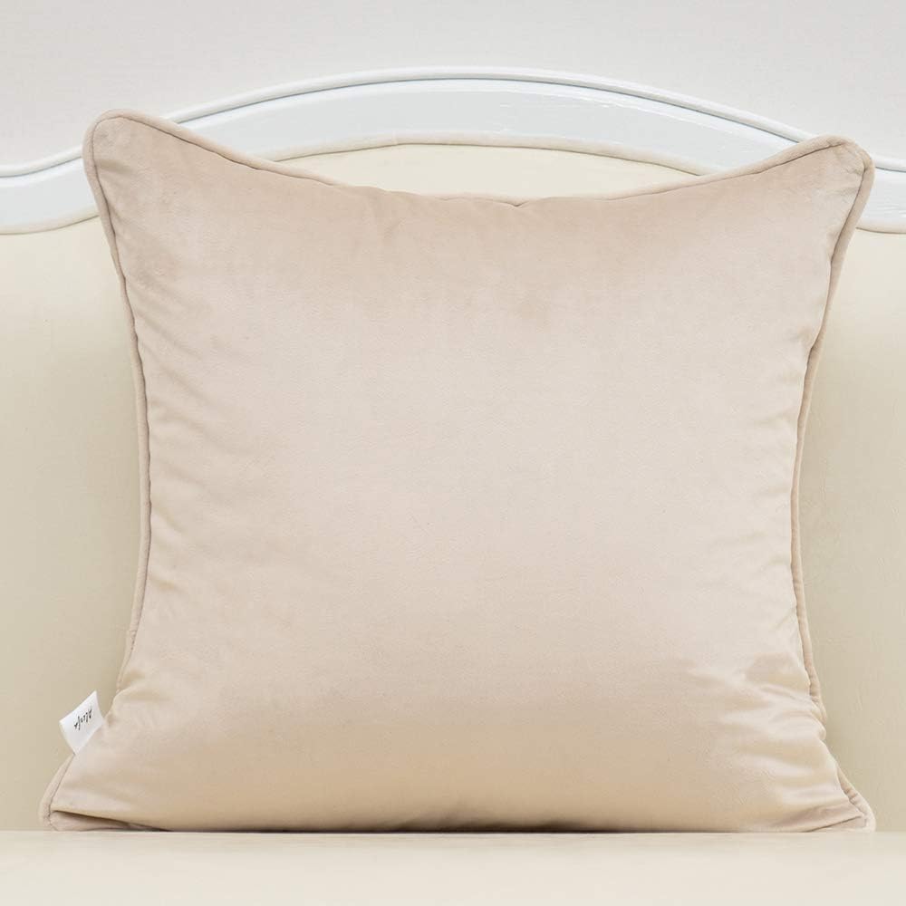 Alerfa 18 x 18 Inch Square Leaf Pillow Embroidery Cut Velvet Cushion Case Luxury Modern Lumbar Throw Pillow Cover Decorative Pillow for Couch Sofa Living Room Bedroom Car, Beige