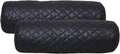 Neck Roll Pillow Cushion Cover, 22x5 Inch Full Moon Round Bolster Pillow Case, Cylinder Soft Lambskin Leather Pillowcase for Head, Spine & Neck Support During Sleep - Quilted Gun Metal Blue Pack of 2