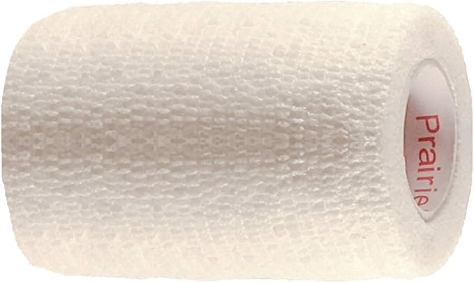 4 Inch Vet Wrap Tape Bulk (White) (Pack of 6) Self Adhesive Adherent Adhering Flex Bandage Grip Roll for Dog Cat Pet Horse