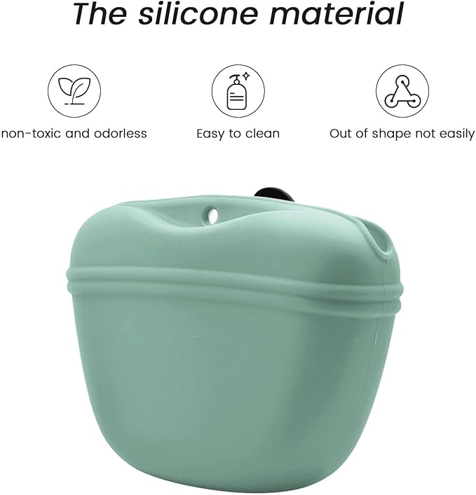 AUDWUD Silicone Dog Treat Pouch,with Dog Training Clicker,Clip on Portable Training Container,Convenient Magnetic Buckle Closing and Waist Clip