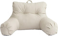A Nice Night Faux Leather Reading Pillow for All Season,Wedge Bedrest Pillow Backrest with Arms Back Support for Sitting Up in Bed/Couch,Natural