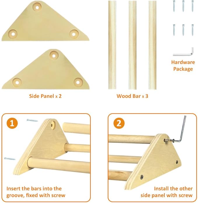 Chicken Toys, Roosting Bars for Chicks in Coop and Brooder, Wooden Chicken Perch, Coop Accessories for Large Bird, Baby Chicks, Parrot, 2 Pack