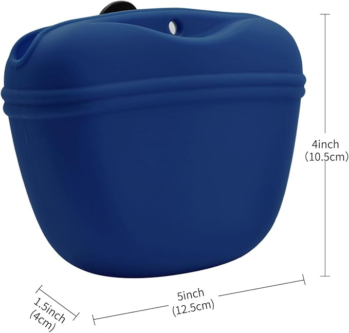 AUDWUD Silicone Dog Treat Pouch,Clip on Portable Training Container,Convenient Magnetic Buckle Closing and Waist Clip,No BPA