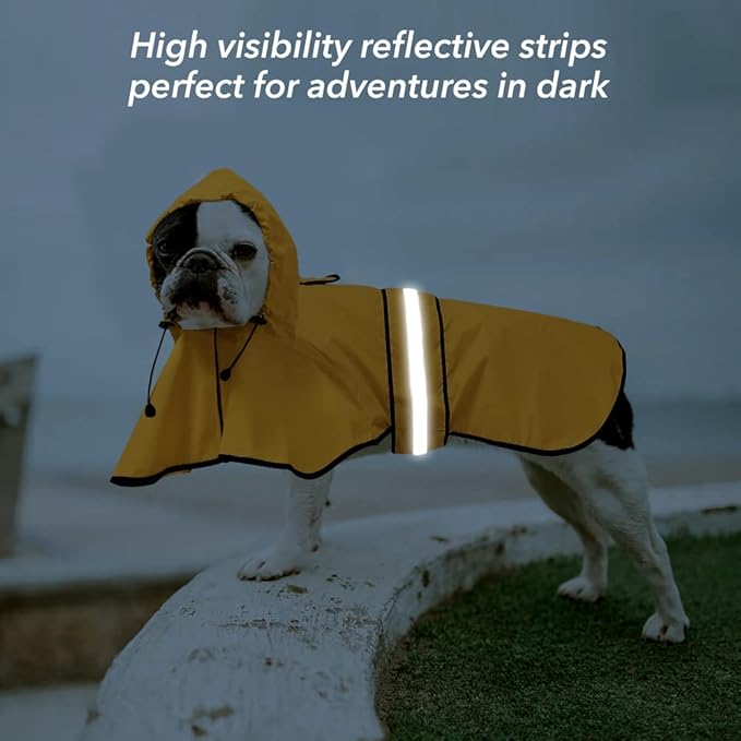 Reflective Dog Raincoat - Adjustable Waterproof Raincoat for Dogs, Lightweight Dog Hooded Slicker Rain Coat Poncho for Small to X- Large Dogs(Yellow, Medium)