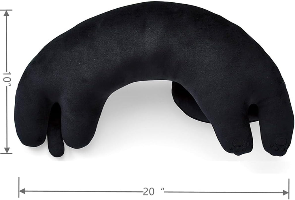 U-Shaped Cat Plush Pillow, Cute Plushies, 20" - Ultrasoft Cat Stuffed Animal, Birtday Gift (Black)