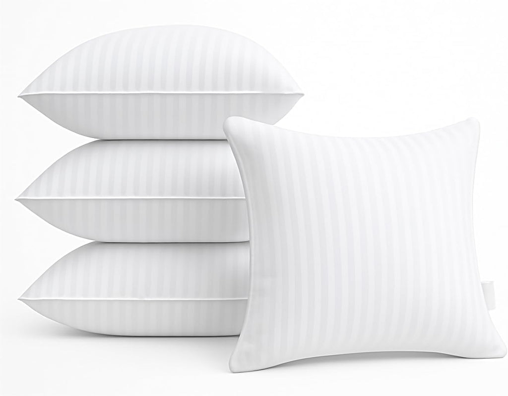 Oubonun 18 x 18 Throw Pillow Inserts, Firm and Fluffy Decorative Square Pillows for Couch Bed Sofa with Soft Cotton Cover White Cushion with Down Alternative Pack of 4