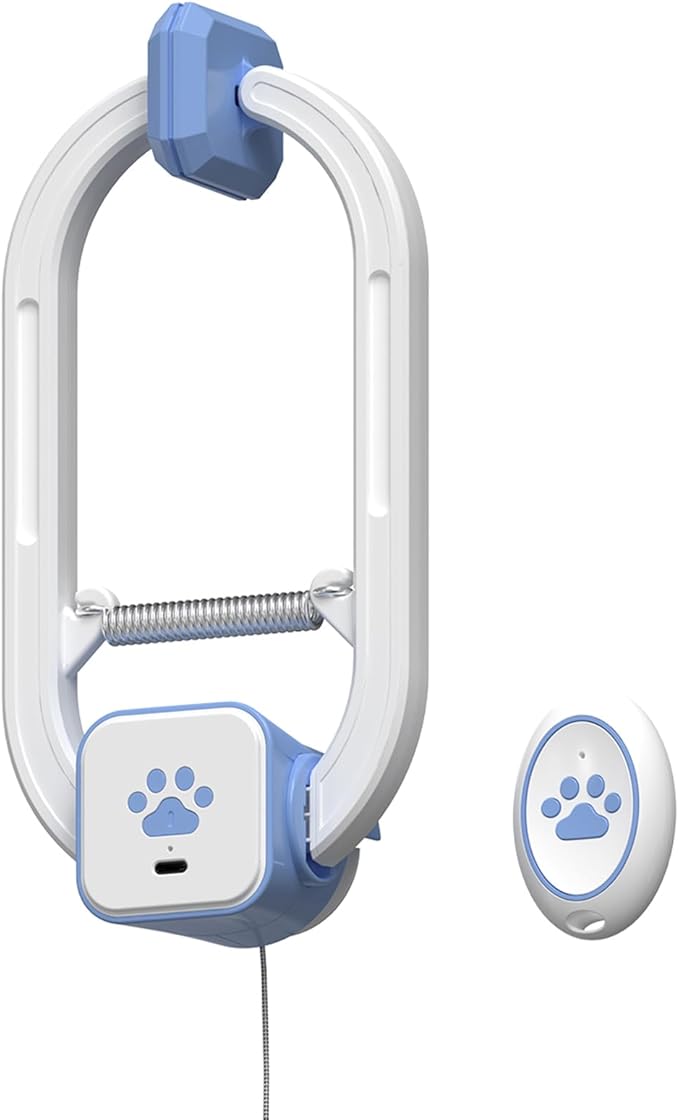 Rechargeable Electric Cat Teaser with Remote – Interactive Door Clip Toy for Cats, 2 Motion Modes (360° Spin & Irregular Jumping), Smart Auto Cat Toy for Exercise & Fun (Blue)