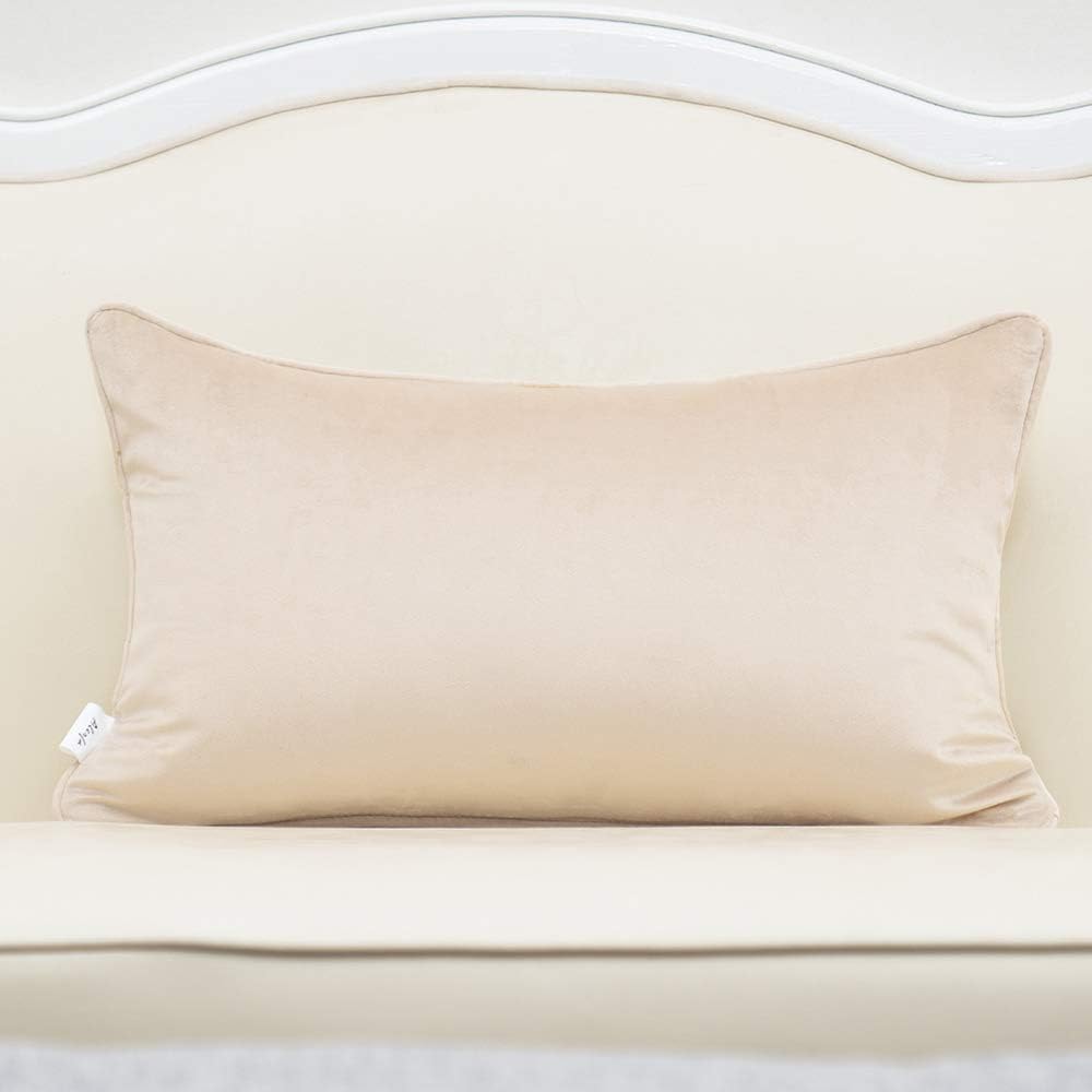 Alerfa 12 x 20 Inch Rectangle Leaf Pillow Embroidery Cut Velvet Cushion Case Luxury Modern Lumbar Throw Pillow Cover Decorative Pillow for Couch Sofa Living Room Bedroom Car, Beige