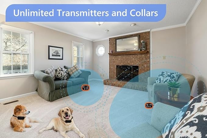 Indoor Pet Barrier for 2 Dogs,Wireless Indoor Electric Fence,Pet Gate, Keeps Areas Off Limits,Dog Home Proofing, Waterproof/Rechargeable/Beep/Static Training Collar,Orange Kit