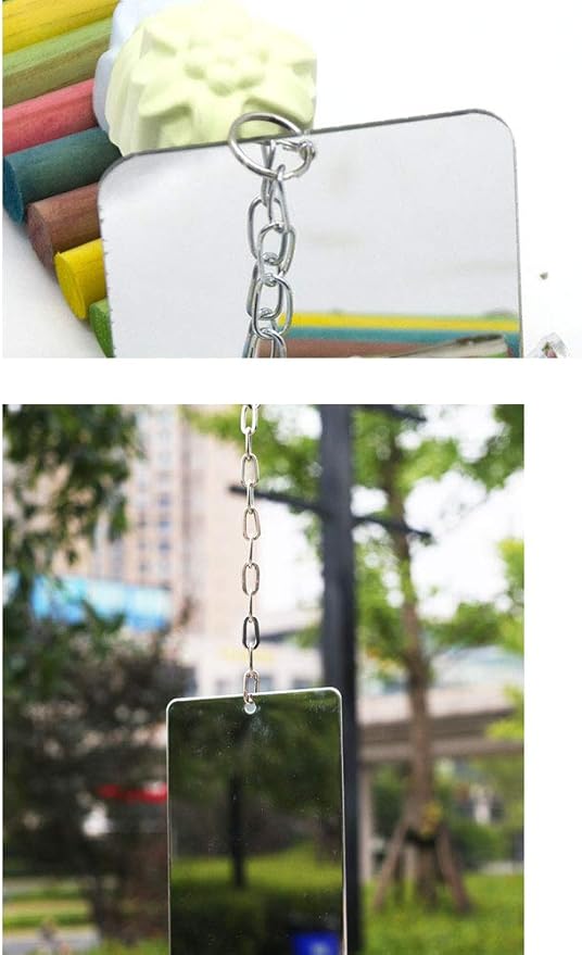 Acrylic Bird Mirror for Small Birds, Parrot Cage Toys 1PC (4.72" x 3.14") – Clear Unbreakable Hanging Mirror Cage Accessory for Parakeet, Cockatiel, Conure, Lovebirds, Budgies