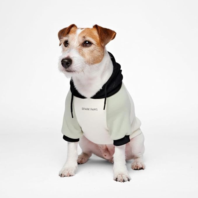 Spark Paws Dog Hoodie – Premium Dog Sweater for Small, Medium, and Large Dogs | Warm Outfits for French Bulldogs, Pitbull, Puppy, Winter Jacket Alternative - Olive Cream - L