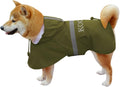 Green Waterproof Raincoat, 2XL for Small Dogs, Adjustable, Windproof, Reflective Strips