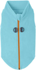 Gooby Zip Up Fleece Dog Sweater - Turquoise, Small - Warm Pullover Fleece Step-in Dog Jacket with Dual D Ring Leash for Small to Medium Dogs