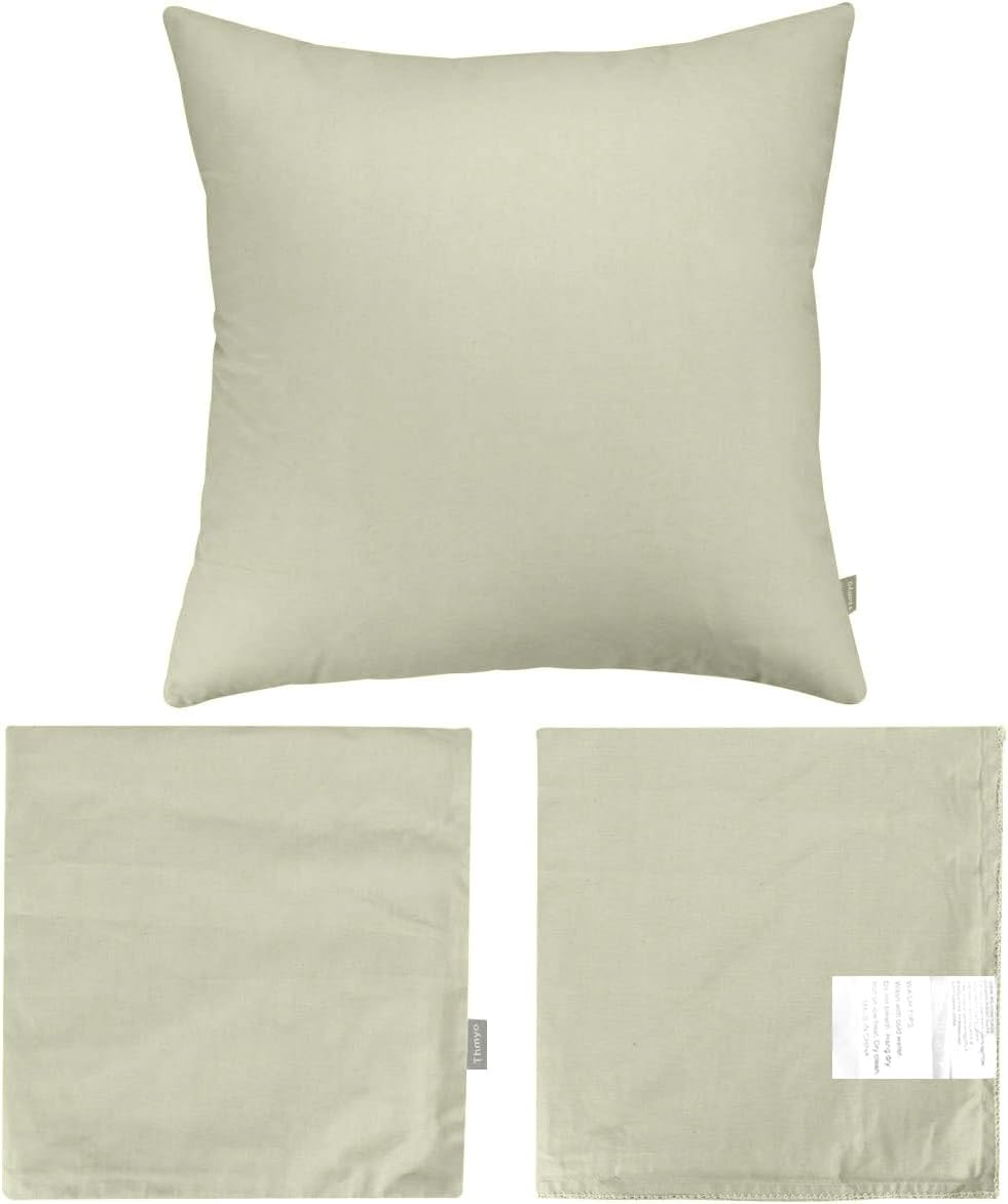 4-Pack 100% Cotton Comfortable Solid Decorative Throw Pillow Case,Thmyo Square Cushion Cover Pillowcase Sublimation Blank Pillow Covers DIY Throw Pillowcase for Sofa Bedroom(20x20 inch/ 50x50cm,Beige)