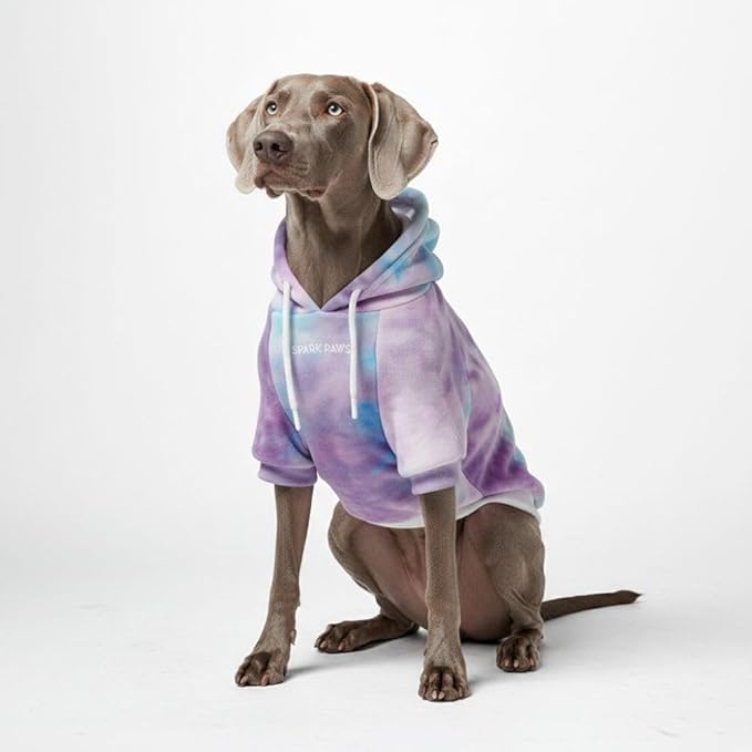 Spark Paws Dog Hoodie – Premium Dog Sweater for Small, Medium, and Large Dogs | Warm Outfits for French Bulldogs, Pitbull, Puppy, Winter Jacket Alternative - 90s Retro Sky Dye - 3XL
