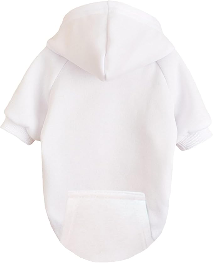 Jecikelon Winter Dog Hoodie Sweatshirts with Pockets Warm Dog Clothes for Small Dogs Chihuahua Coat Clothing Puppy Cat Custume (White, Small)