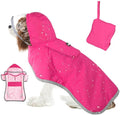 SlowTon Dog Raincoat, Adjustable Dog Rain Jacket Clear Hooded Double Layer, Waterproof Poncho with Reflective Strip Straps and Storage Pocket for Small Medium Large Dogs Puppies(FU M)