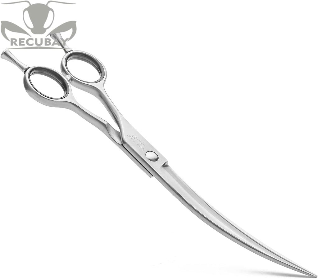 Left Handed Matte Deluxe Dog Grooming Scissors Great Grooming Shears for All Breeds,Design For Professional Groomer. (7.5" Curved Lefty)