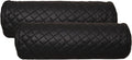 Neck Roll Pillow Cushion Cover, 18x5 Inch Full Moon Round Bolster Pillow Case, Cylinder Soft Lambskin Leather Pillowcase for Head, Spine & Neck Support During Sleep - Quilted Black Pack of 2