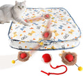 Interactive Cat Toys Ball - 2pcs Automatic Fast Rolling Ball in Play Mat, Hide and Seek Mouse Catching Game, Low-Noise Cat Enrichment Toys in Pouch for Indoor Bored Cats(Heart Pattern-Square)