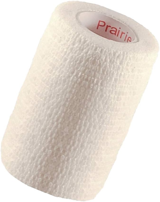 4 Inch Vet Wrap Tape Bulk (White) (Pack of 6) Self Adhesive Adherent Adhering Flex Bandage Grip Roll for Dog Cat Pet Horse